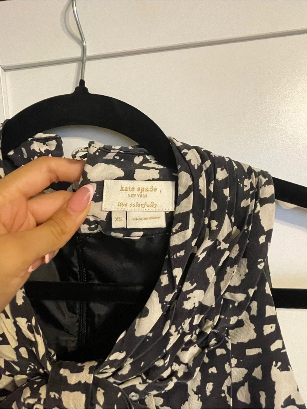 kate spade Black and Cream Abstract Sleeveless Top with bow
